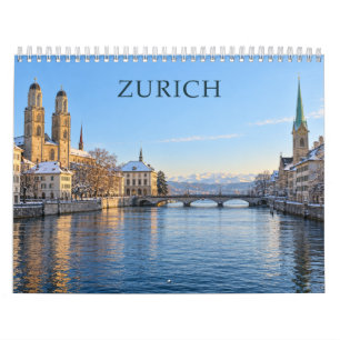 Zürich Schweiz Malerische Stadt und Seeblick Kalender