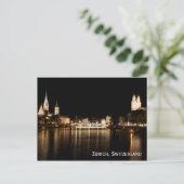 Zürich Schweiz Nachtbeleuchtung Postkarte (Stehend Vorderseite)