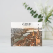 Zürich Schweiz Panoramaansicht Postkarte (Stehend Vorderseite)