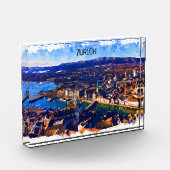 Zürich Schweiz Panoramaausblick Wasserfarbe Fotoblock (Links)