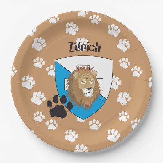 Zürich Schweiz Pappteller (Vorderseite)