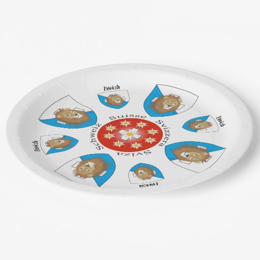 Zürich Schweiz Pappteller (Schrägansicht)