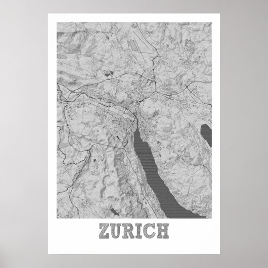 Zürich - Schweiz Pencil City Karte Poster (Vorne)