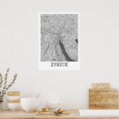 Zürich - Schweiz Pencil City Karte Poster (Küche)