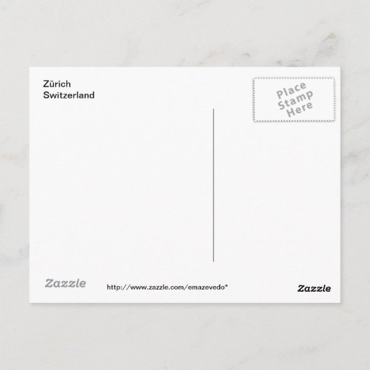 Zürich Schweiz Postkarte (Rückseite)