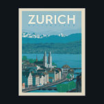 Zürich, Schweiz Postkarte<br><div class="desc">Anderson Design Group ist eine preisgekrönte Illustrations- und Designfirma in Nashville,  Tennessee. Der Gründer Joel Anderson leitet ein Team talentierter Künstler,  um originale Posterkunst zu kreieren,  die wie Vintage Werbedrucke von den 1920er bis 1960er Jahren aussieht.</div>