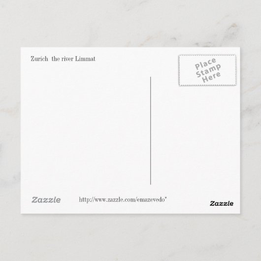Zürich, Schweiz Postkarte (Rückseite)