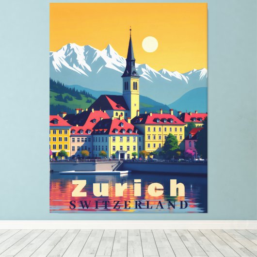 Zürich Schweiz Reisen Leinwanddruck (Insitu (Holzboden))