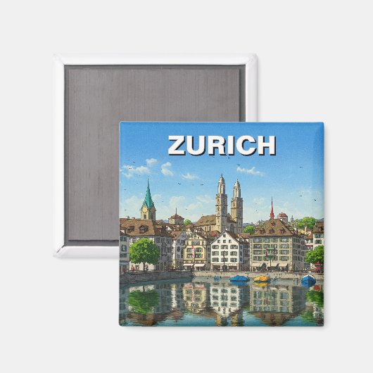 Zürich Schweiz Reisen Magnet (Vorderseite/Rückseite)