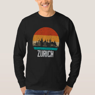 Zürich Schweiz Retro Vintage Sonnenuntergang Skyli T-Shirt
