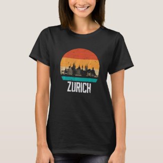 Zürich Schweiz Retro Vintage Sonnenuntergang Skyli T-Shirt