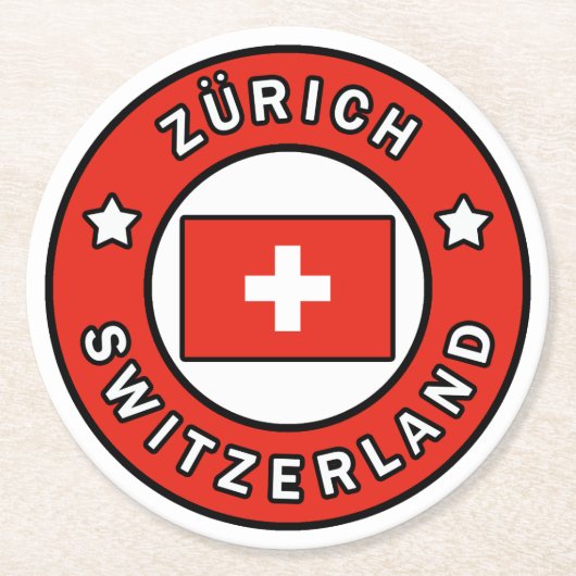 Zürich Schweiz Runder Pappuntersetzer (Vorderseite)