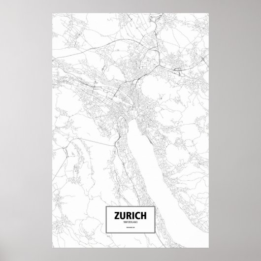 Zürich, Schweiz (schwarz auf weiß) Poster (Vorne)