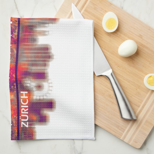 Zürich Schweiz Skyline Geschirrtuch (Viertel Falte)