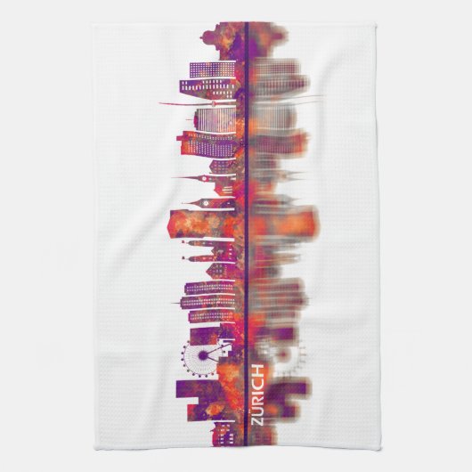 Zürich Schweiz Skyline Geschirrtuch (Vertikal)