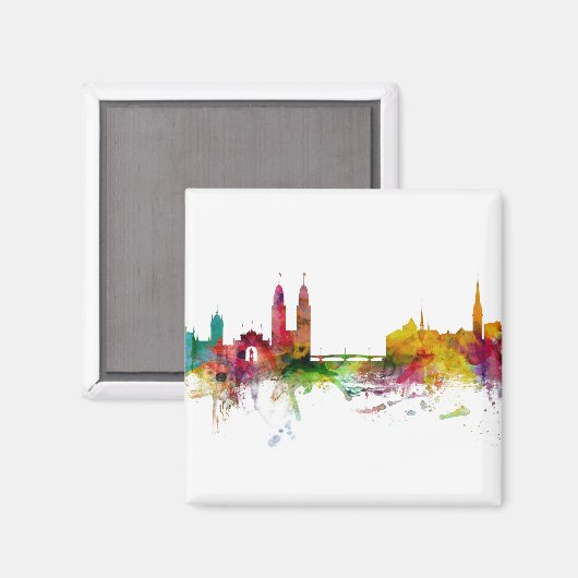 Zürich Schweiz Skyline Magnet (Vorderseite/Rückseite)