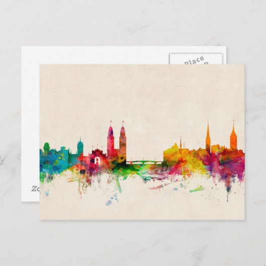 Zürich Schweiz Skyline Postkarte (Vorne/Hinten)