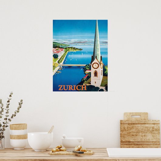 Zürich, Schweiz Stadt, Blick auf den Wachturm Poster (Küche)