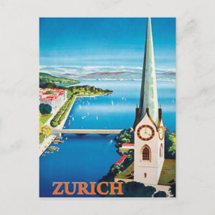 Zürich, Schweiz Stadt, Luftansicht auf den Uhrturm Postkarte
