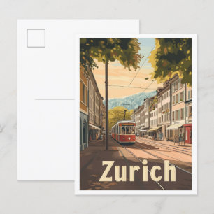 Zürich Schweiz Vintage-Reiseillustration Postkarte