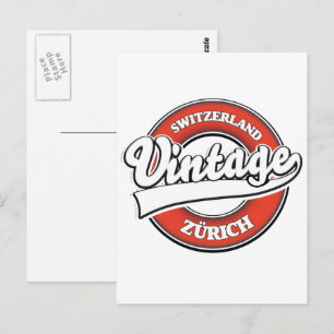 Zürich Schweiz Vintages Logo Postkarte