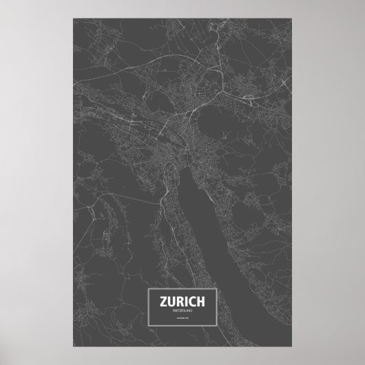 Zürich, Schweiz (weiß auf schwarz) Poster (Vorne)