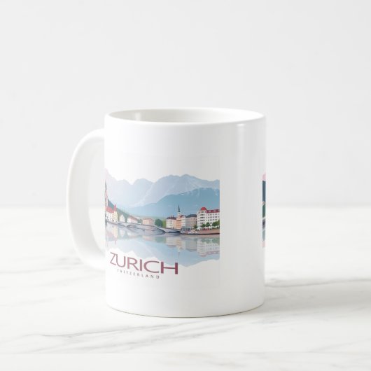 Zürich Schweiz Zürichsee Pastel Travel Kaffeetasse (Vorderseite Links)