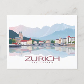 Zürich Schweiz Zürichsee Pastel Travel Postkarte