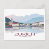 Zürich Schweiz Zürichsee Pastel Travel Postkarte (Vorderseite)
