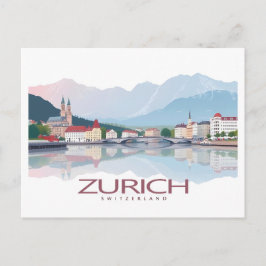 Zürich Schweiz Zürichsee Pastel Travel Postkarte