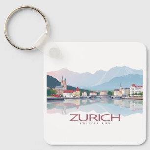 Zürich Schweiz Zürichsee Pastel Travel Schlüsselanhänger