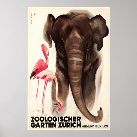 Zürich Schweizer Zoo Elefant Flamingo Tier Poster (Vorne)