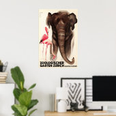 Zürich Schweizer Zoo Elefant Flamingo Tier Poster (Heimbüro)