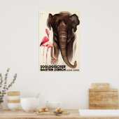 Zürich Schweizer Zoo Elefant Flamingo Tier Poster (Küche)
