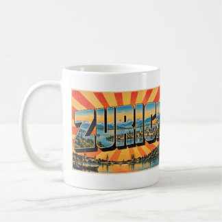 Zürich See Limmat Fluss Alpen Vintage Reise Kunst Kaffeetasse