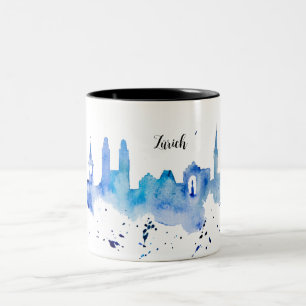 Zurich Skyline blue Zweifarbige Tasse