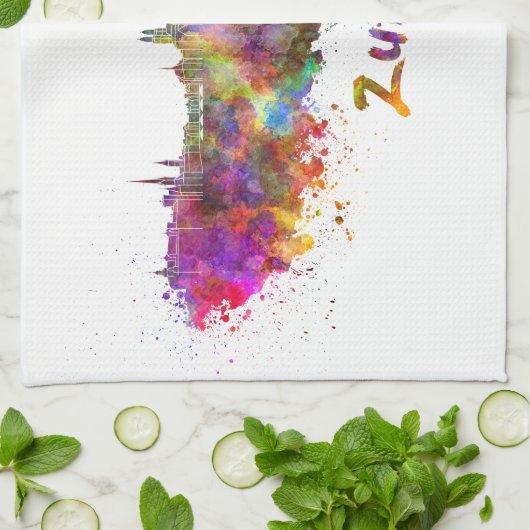Zürich skyline im Watercolor Geschirrtuch (Gefaltet)