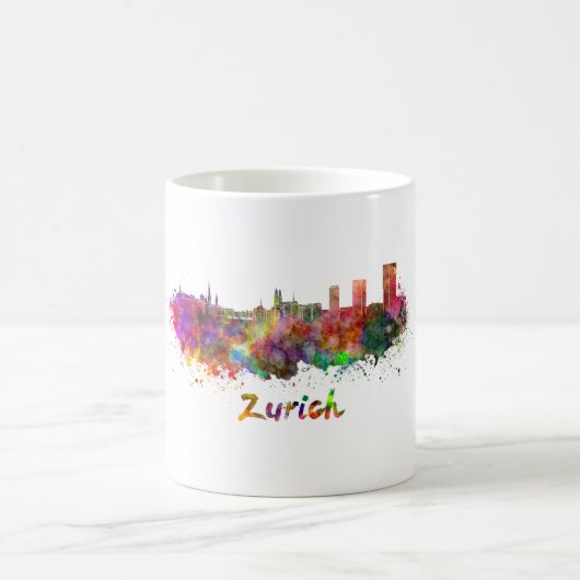 Zürich skyline im Watercolor Kaffeetasse (Mittel)