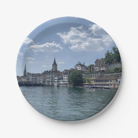 Zurich Switzerland Landschaftlich Paper Tellers Pappteller (Vorderseite)