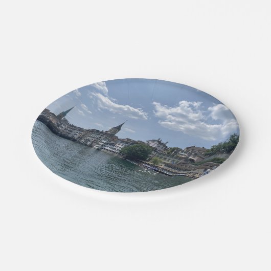 Zurich Switzerland Landschaftlich Paper Tellers Pappteller (Schrägansicht)