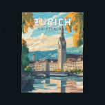 Zurich Switzerland Reisen Vintag Fleecedecke<br><div class="desc">Zurich Retrovektor-Reisedesign. Die malerischen Gassen der Altstadt,  auf beiden Seiten des Flusses Limmat,  spiegeln ihre prämittelalterliche Geschichte wider.</div>