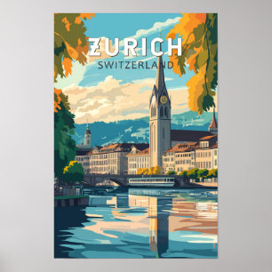 Zurich Switzerland Reisen Vintag Poster