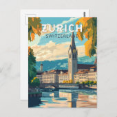 Zurich Switzerland Reisen Vintag Postkarte (Vorne/Hinten)
