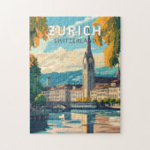 Zurich Switzerland Reisen Vintag Puzzle (Vertikal)