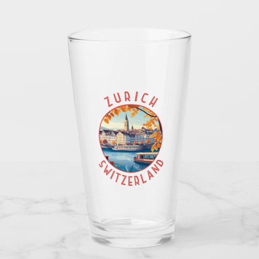 Zurich Switzerland Retro Distressed Circle Glas (Vorderseite)