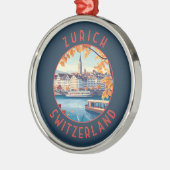 Zurich Switzerland Retro Distressed Circle Ornament Aus Metall (Links)