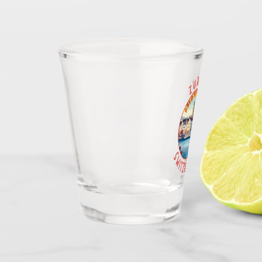 Zurich Switzerland Retro Distressed Circle Schnapsglas (Links)