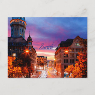 Zurich Switzerland Sunset Postkarte