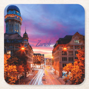 Zurich Switzerland Sunset Rechteckiger Pappuntersetzer