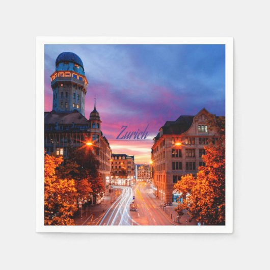Zurich Switzerland Sunset Serviette (Vorderseite)